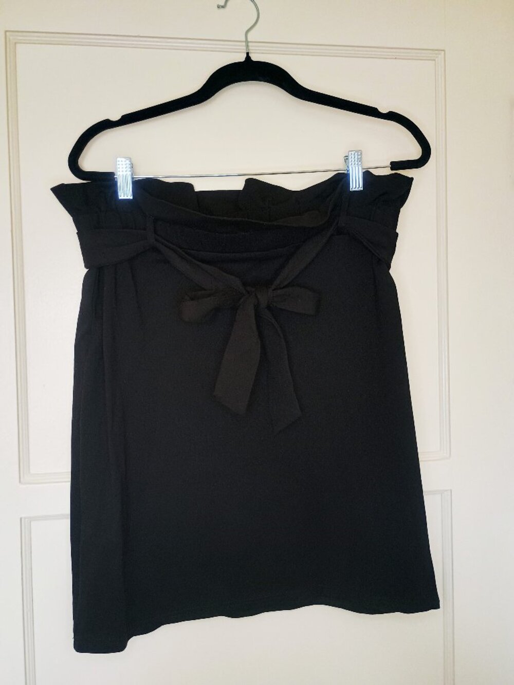 Alice Blue Women's Black Stretch Pencil Skirt XL Paperbag Waist Tie Front